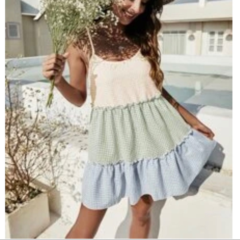 Checkered baby doll dress